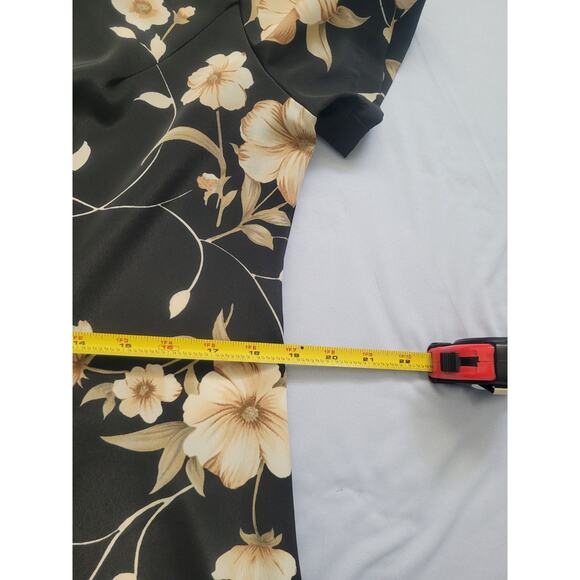 Vintage Impressions Button Up Floral Maxi Shirt Dress Sz L Black Cottage Church - Picture 9 of 10